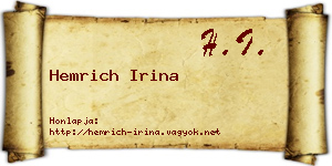 Hemrich Irina névjegykártya